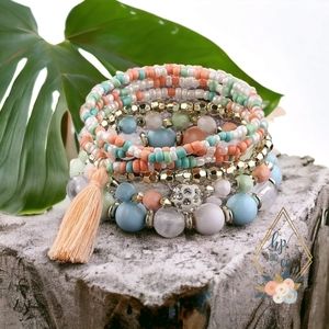 Stacked beaded bracelet set